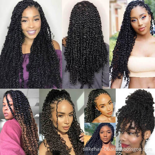 18 inch Synthetic Passion Twist Hair Pre-twisted Water  Wave Pre-Looped  Crochet Twist Braids Synthetic Braiding Hair Extensions